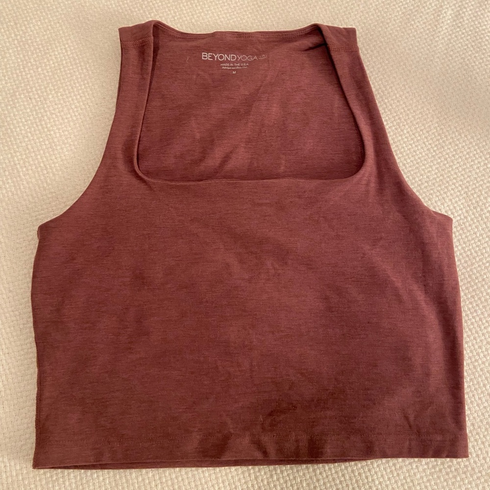 Beyond Yoga Spacedye Rose Brush Heather Square Neck Cropped Tank